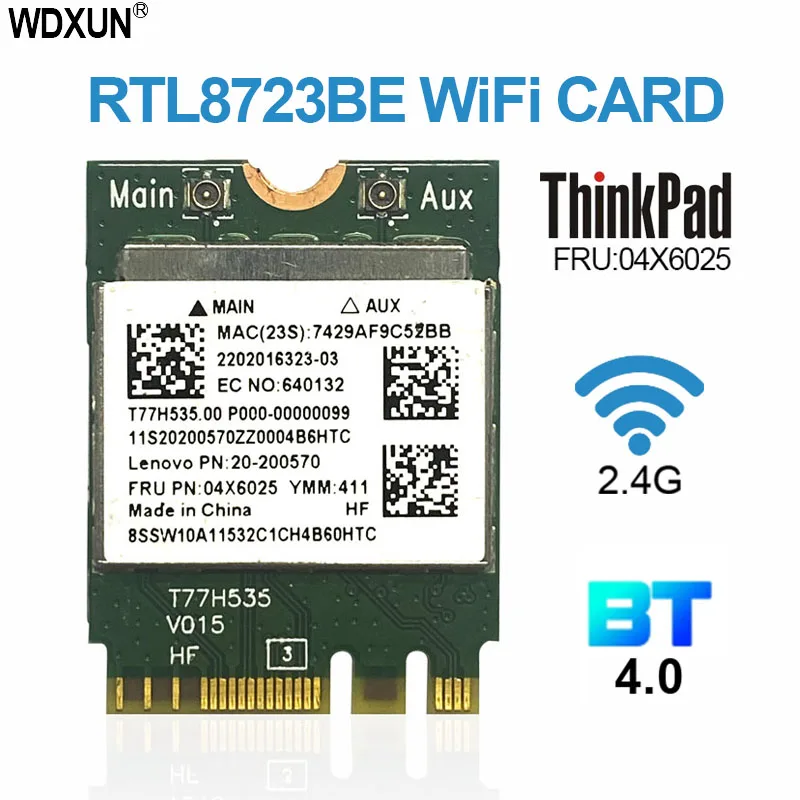 Menerimany RTL8723BE NGFF WiFi Mendukung Bluetooth 4.0 untuk Lenovo E450 E550 E455 E555 Y40 Y50 B40 《 04X6025