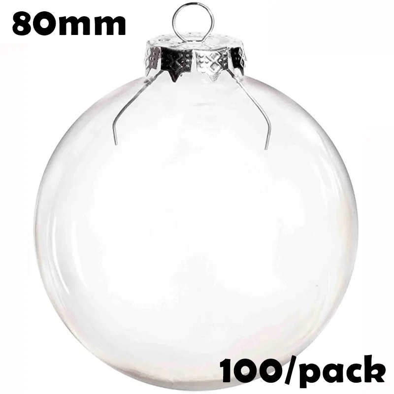 

100 Pieces x DIY Paintable Home Wedding Christmas Decoration Ornament 80mm Transparent Glass Sphere Ball