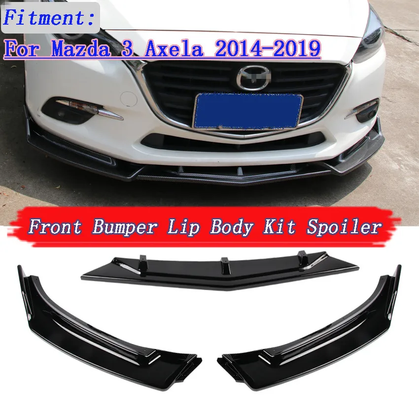 Lame de pare-choc avant de voiture, 3 pièces, kit de carrosserie, diffuseur, accessoires automobiles pour Mazda 3 Axela 2014 2015 2016 2017 2018