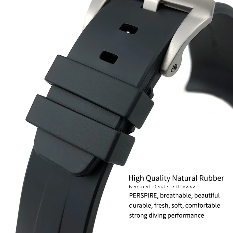 24mm Rubber Silicone For Panerai Strap Arc Curved Interface pam441 111 312 359 438 320 Watchband Men Sports Bracelet Accessories