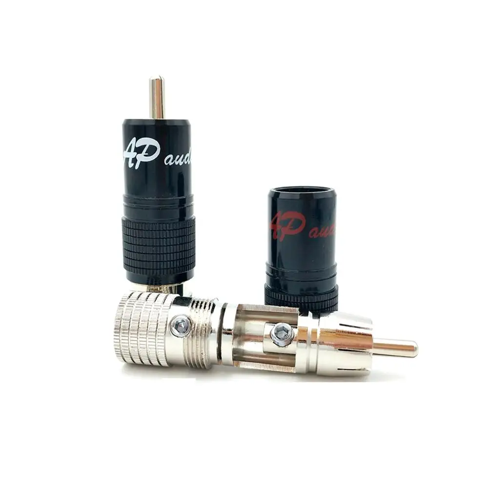 Colleimage 4pcs Hi-End Rhodium Plated RCA audio Plug terminal Audiophile RCA Connector No Solder for Interconnect RCA cable