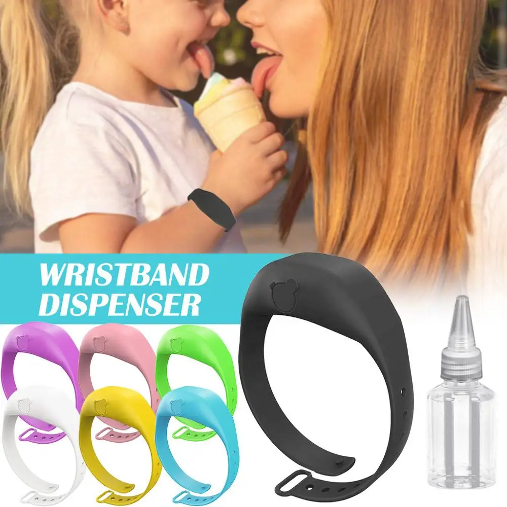 Fashion Jewelry Bracelets Disinfectant Silicone Wristband Hand Dispenser This Wearable Hand Sanitizer Dispenser Pumps mascarilla