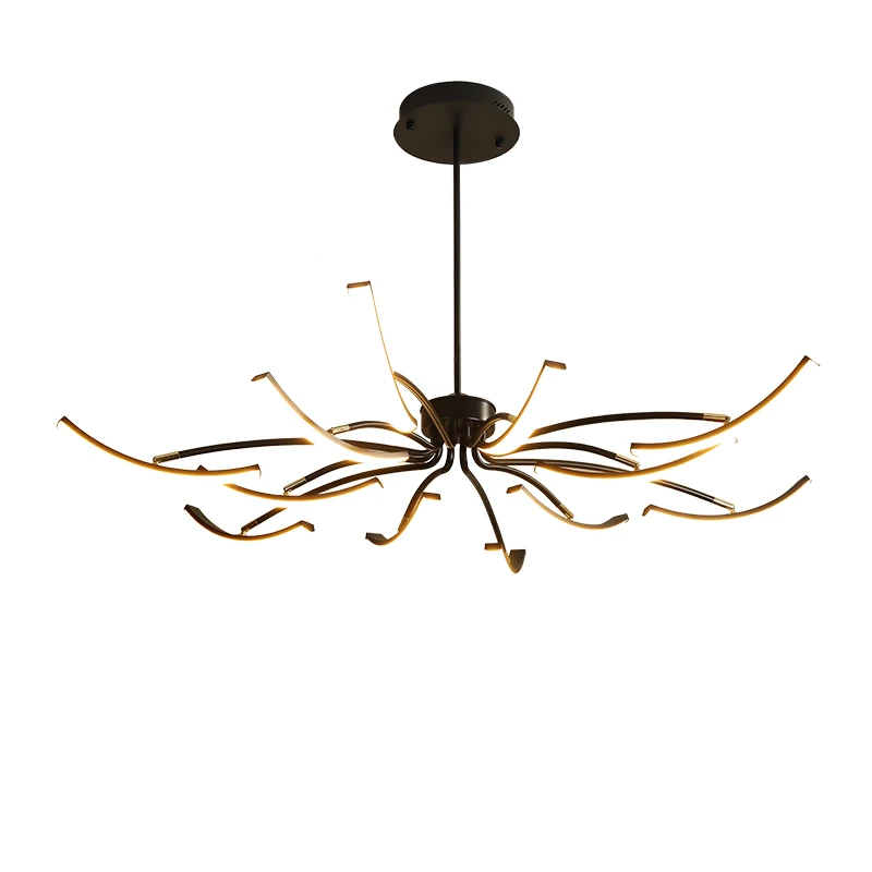 MDWELL Matte Black/Gold Finished Modern Led Chandelier for living room bedroom study room Adjustable New Led Chandelier Fixture