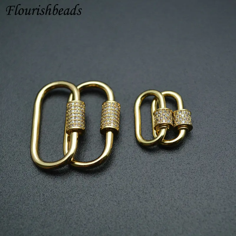 Gold Color Oval Carabiner Clasps / Pendant Supplies DIY Zircon Beads Lobster Screw Clasps Accessories Jewelry Making Components