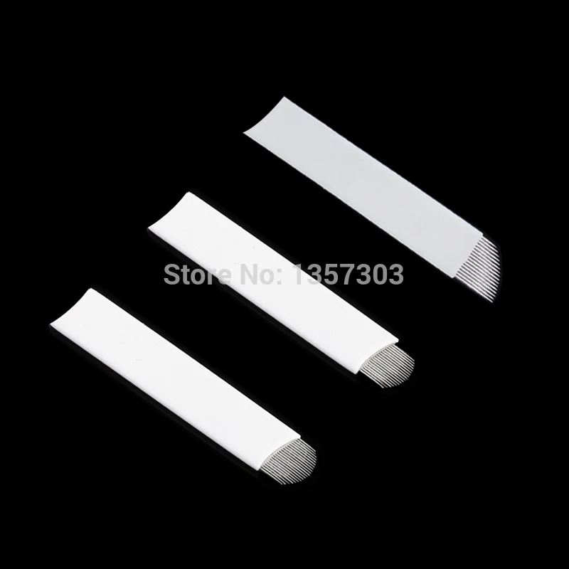 50pcs White 0.20MM/0.25mm Microblading Needles for Tattoo Lamina Tebori 7 9 11 12 14 Flex Blades U Shape Permanent Makeup Blades