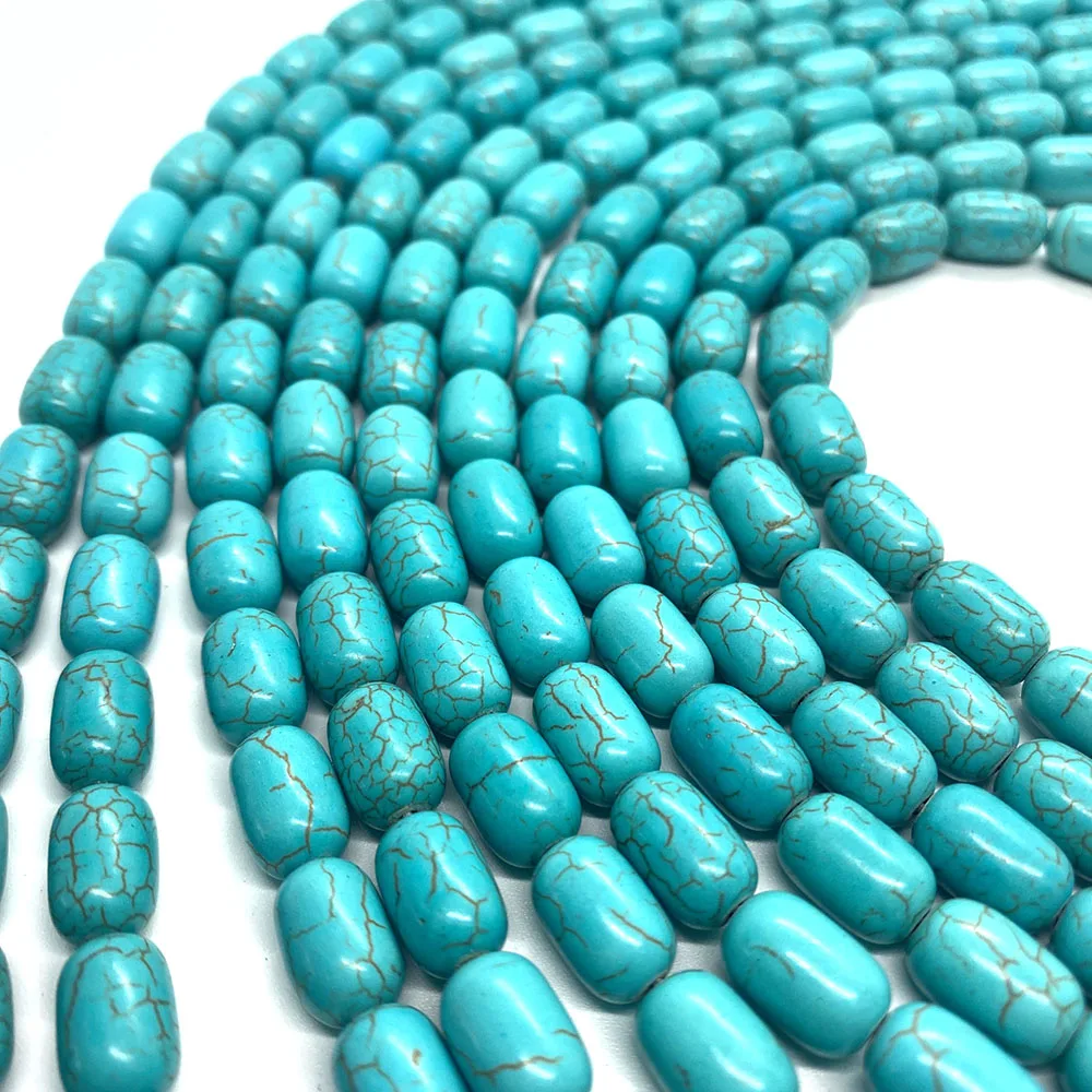 Wholesale Spot Silkworm Pupa-shaped Blue Turquoise Beads Turquoise Loose Beads DIY Necklace Jewelry Accessories Size 8x12Mm