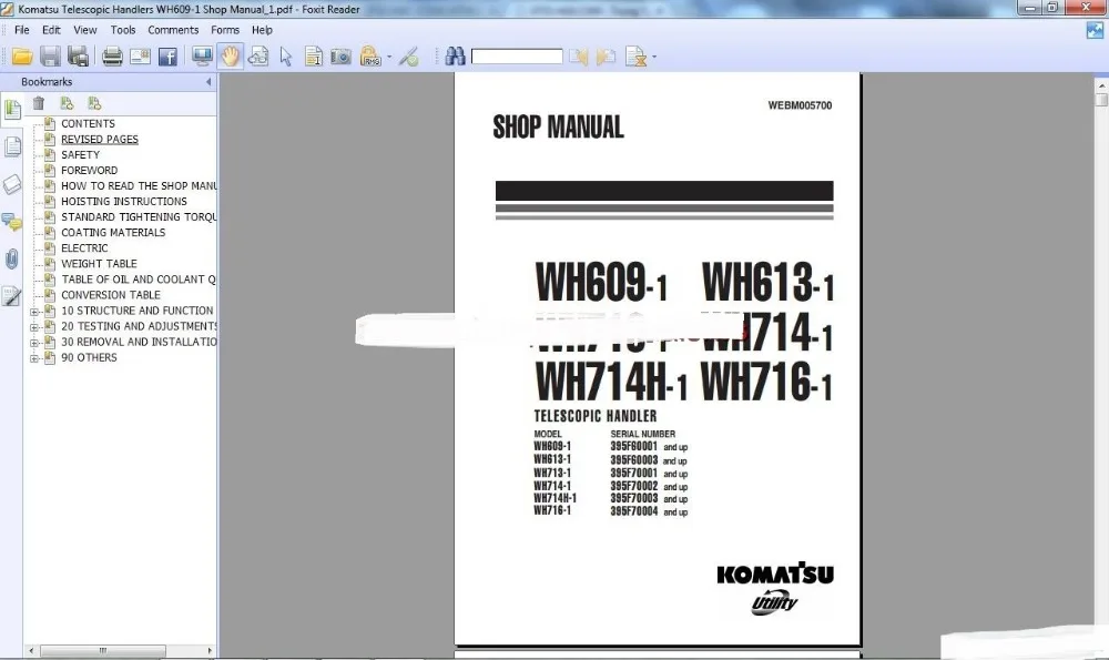 Komatsu Telescopic Handlers Workshop Manuals (ALL)