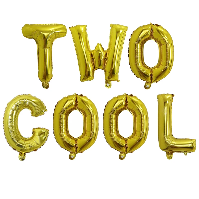 7pcs 16inch Two Cool Letter Balloons Second Birthday Party Decoration Balon Kids Baby Shower Birthday Party Supplies Air Globos