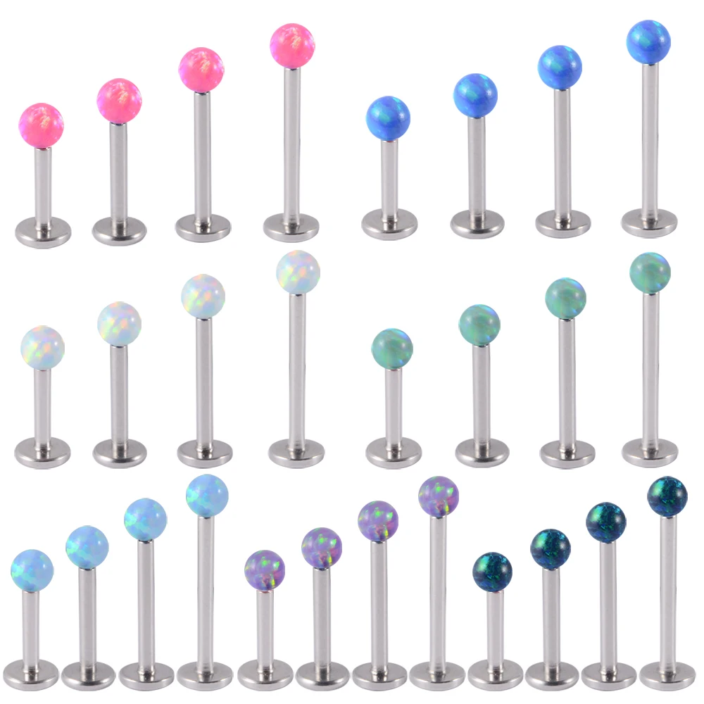 1PC 361L Surgical Steel Opal Ball Lip Stud Internally Threaded 3mm Opal Labret Ear Tragus Cartilage Helix Daith Earring Piercing