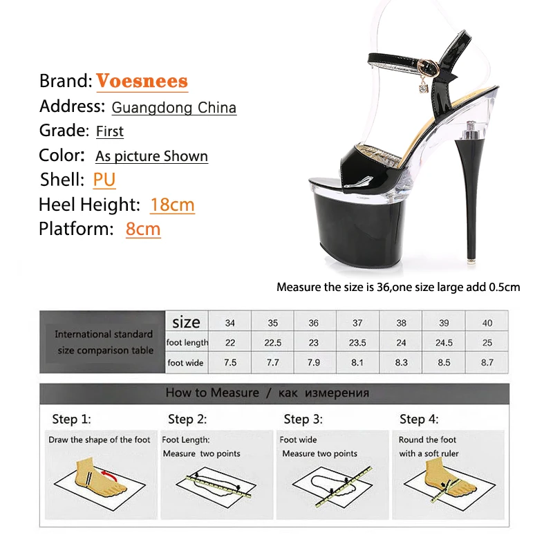 Voesnees Steel Tube Dancing Shoes Women 2021 Summer New High Heel Peep Toe Sandals Heel 15-18cm Thick the Bottom 18cm High Nigh