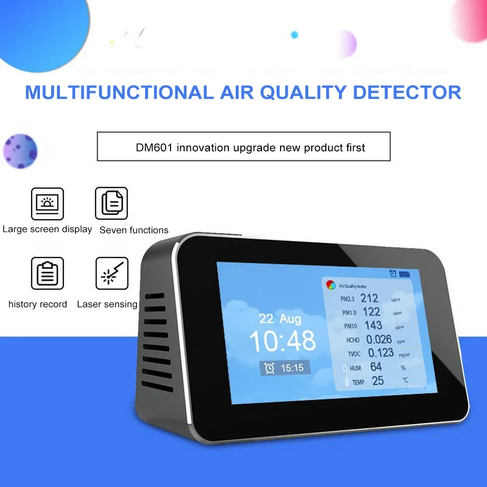 Dienmern DM601A Air Quality Monitor Pm2.5 Tester Hot Selling Accurate Measuring Data Formaldehyde Detector, Air Pollution Sensor