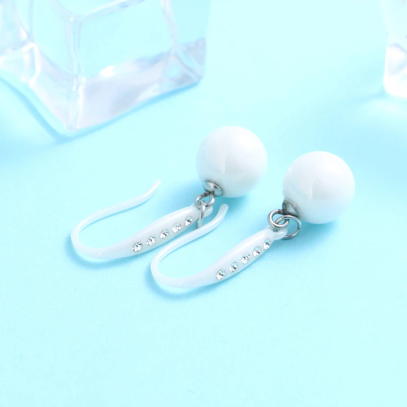 Vintage Drop Ball Earrings White Black Tassel Earrings Healthy Ceramic Earring Fashion Jewelry for Women Wedding Engagement Gift