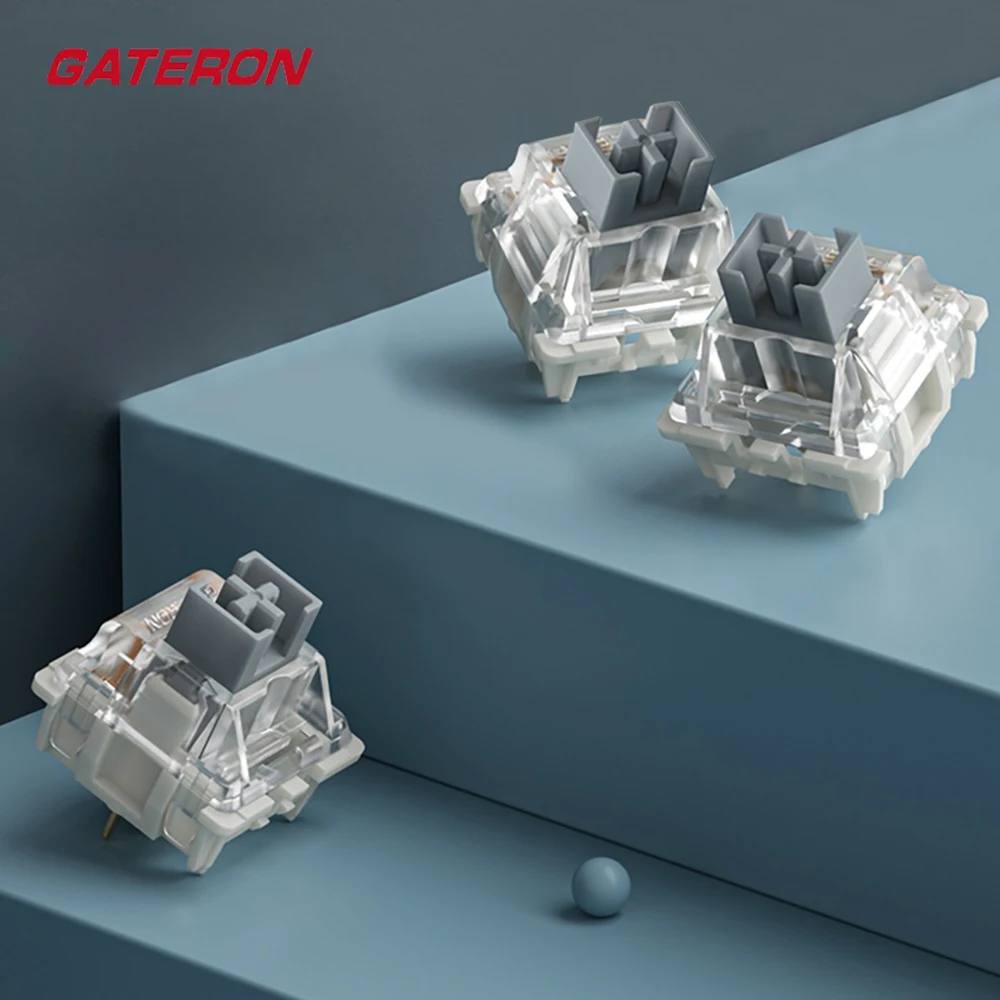 Original Gateron Silver Pro Switch Mechanical Keyboard Linear Feel 45g 3 Pins Factory Pre-lubricate Dual Spring PC Game