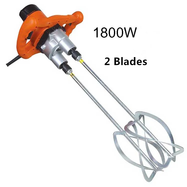 

1800W Cement Mixer Concrete Grout Painting Hand Power Mixer 6 Speed 2 Blades