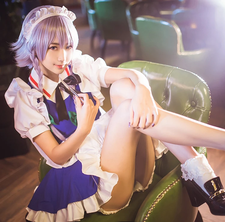 Touhou projekt ucieleśnienie szkarłatnego diabła Izayoi Sakuya przebranie na karnawał pokojówka Lolita Cosplay przebranie na karnawał s