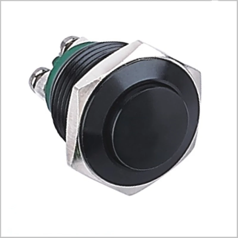 ELEWIND 16MM Black metal Aluminum anodized push button Momentary 1NO (PM161H-10/A) (PM161F-10/J/A) (PM161B-10/A)