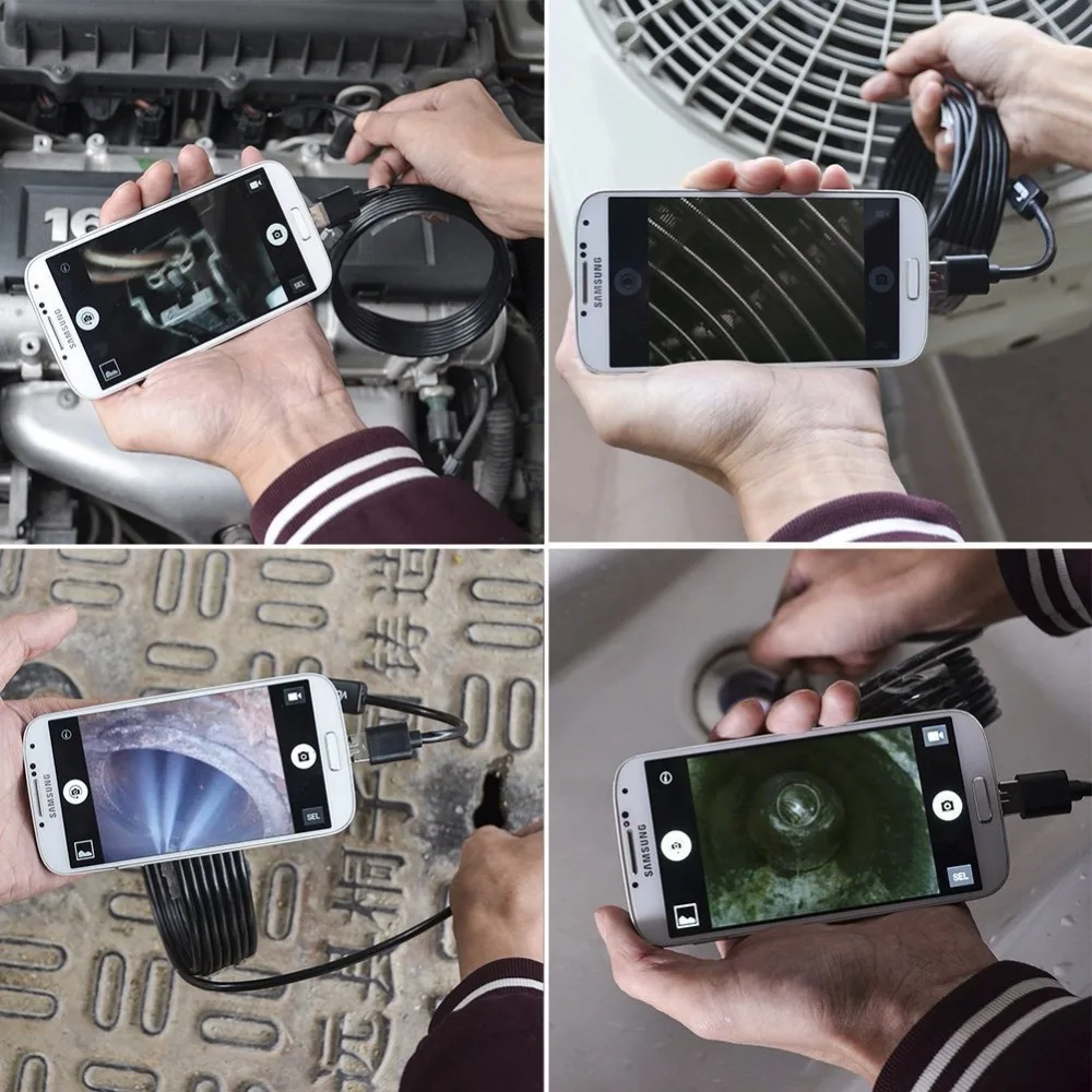 Android USB 8mm lens Endoscop 2in1 2MP 2M 10M HD camera IP67 Walterproof Schlange USB camera HD 720P Android Mobile USB Endoscop