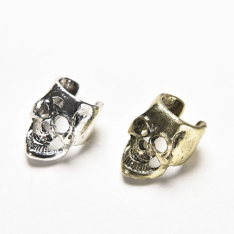 2pcs/pair Vintage Antique Ear Cuff Punk Small  Hollow Skull  Charm Clip Earrings  Jewelry