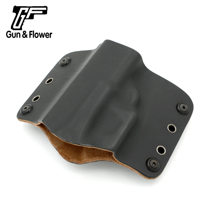 Gun&Flower Glock 19/23/32 OWB Concealment Kydex Holsters Lined Leather Double Magazine Pouches Covers