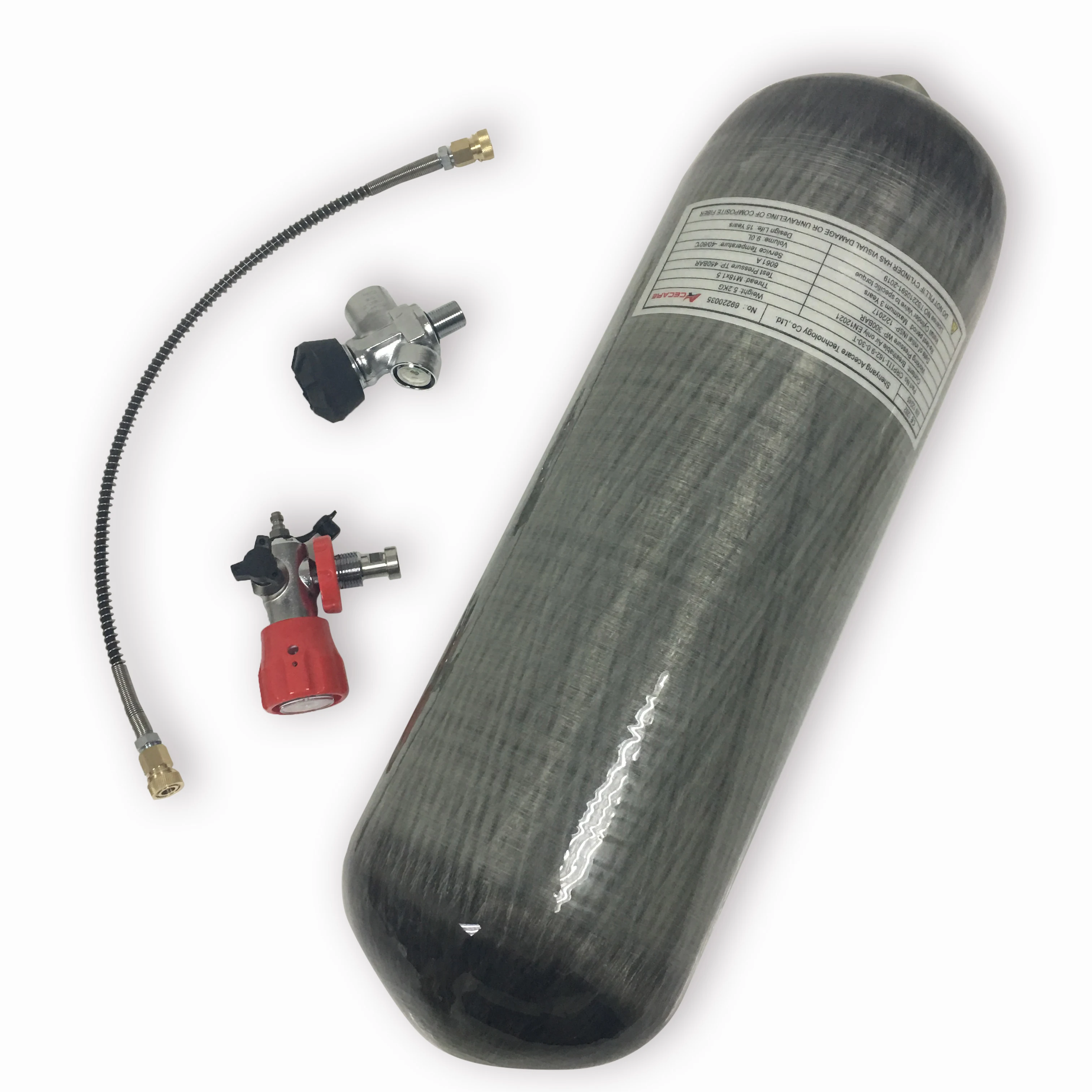 Acecare 9L Carbon Fiber Cylinder 4500Psi  CE Scuba Tank & Valve & Filling Station  For Diving Composite Gas Cylinder