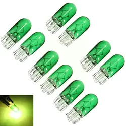 10x T10 Halogen Bulb Green Color 12V 3W Bright Side Instrument Wedges Lamp Light Source Car G4K2