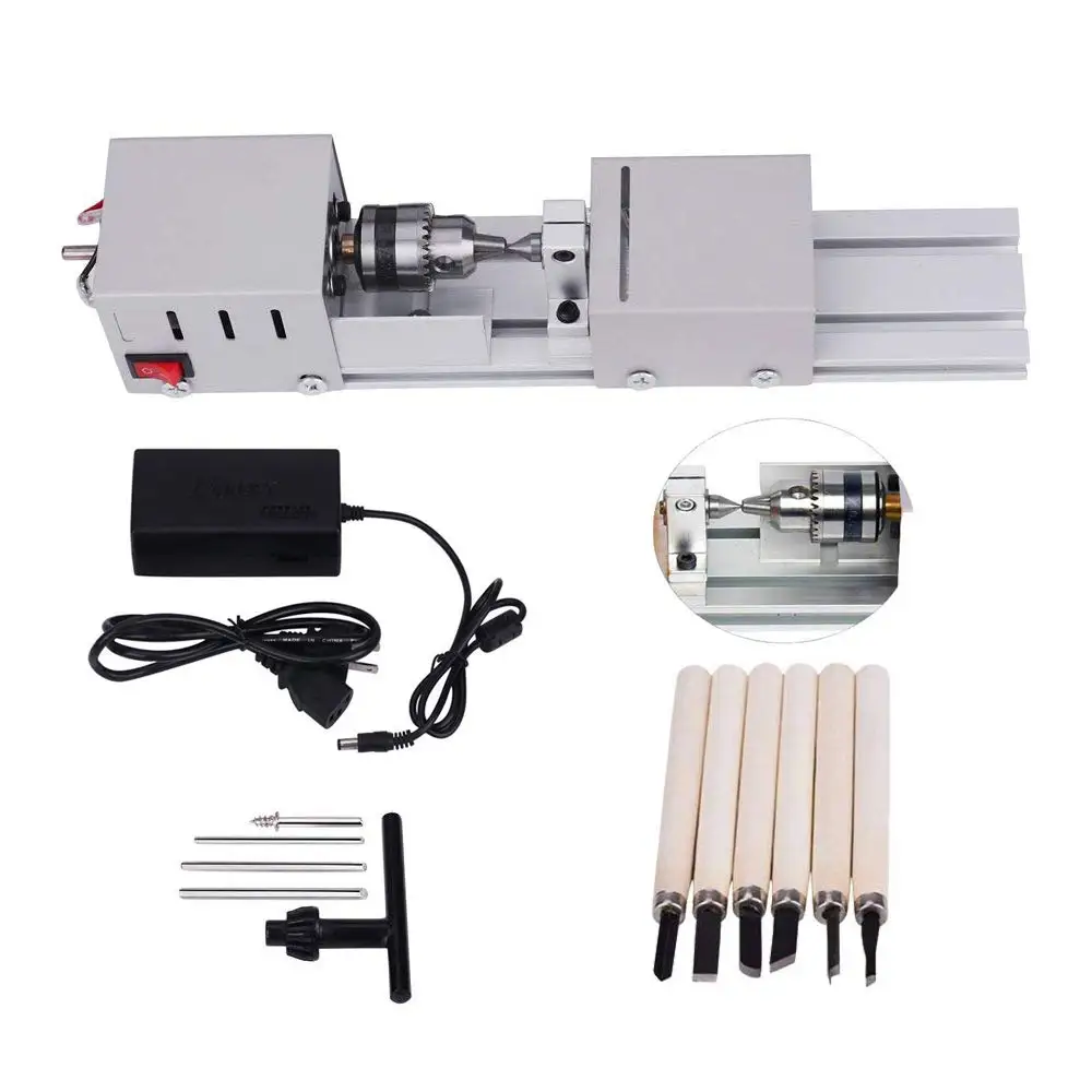 Mini CNC Lathe Beads Machine Woodwork DIY Lathe Standard Set  Grinding Polishing Beads Drill Rotary  For Table Woodworking Wood