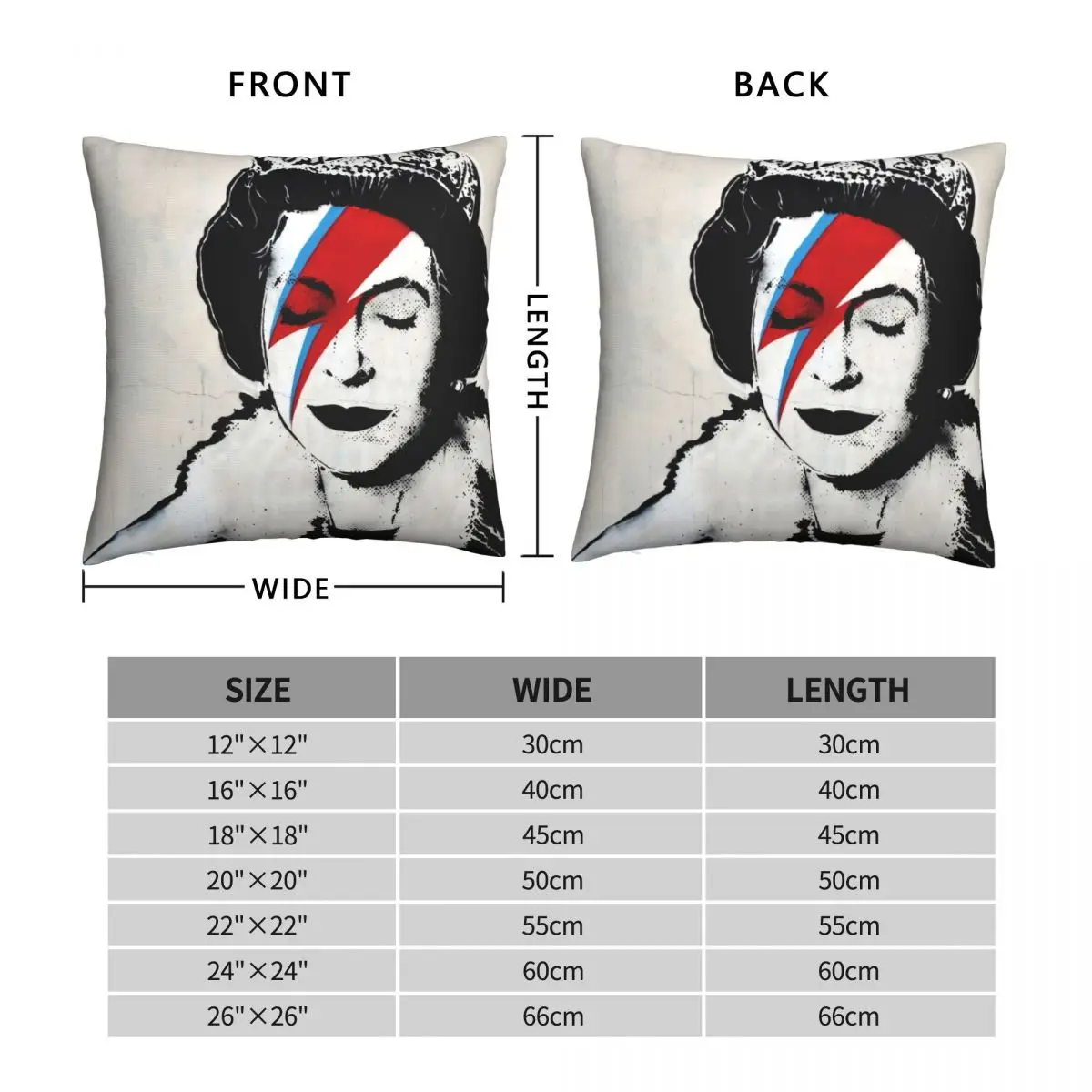 Banksy UK England Queen Elisabeth Rockband Face Square Pillowcase Polyester Linen Velvet Creative Zip Throw Pillow Case Bed