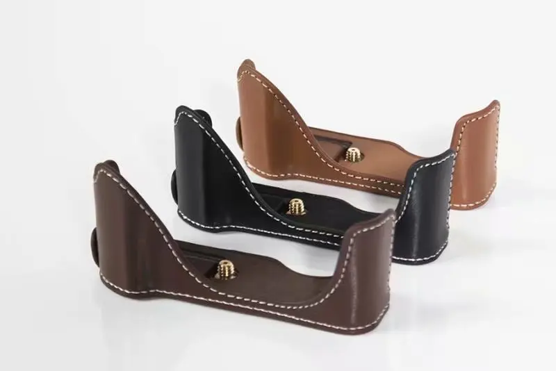 غلاف كاميرا من الجلد الصناعي ، حافظة سفلية لكاميرا كانون G7X Mark III G7XIII G7X3 ، غطاء نصف الجسم ، حقيبة كاميرا ، بني وأسود