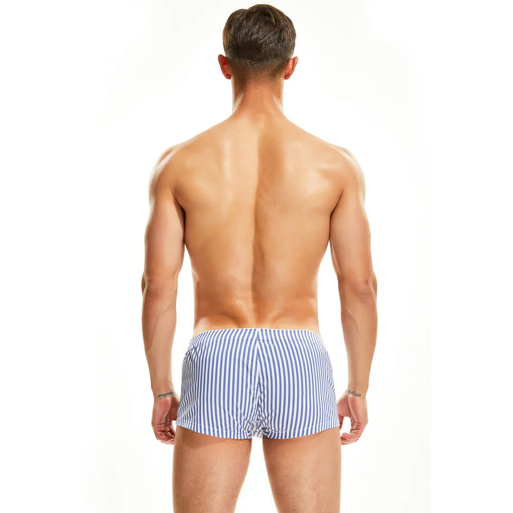 SEOBEAN Atmungsaktive, gestreifte Boxershorts für Herren, U-konvexer Beutel mit Knopfdetail, bequeme Loungewear, Pyjama-Unterwäsche für den täglichen Gebrauch – Detail 5
