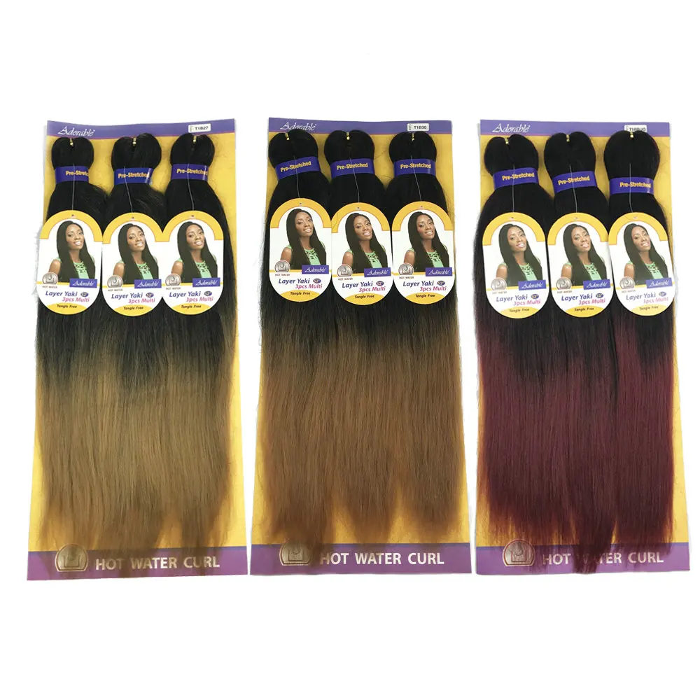 Adorabile treccia EZ pre-allungata 52 pollici Ombre Color Crochet treccia facile intrecciatura estensioni dei capelli strato Yaki 3 pezzi Set acqua calda