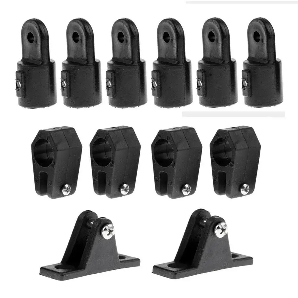 ISURE MARINE 12 Packs Boat Nylon Fittings Hardware Set 19mm/22mm/25mm Black for 3 Bow Bimini Top