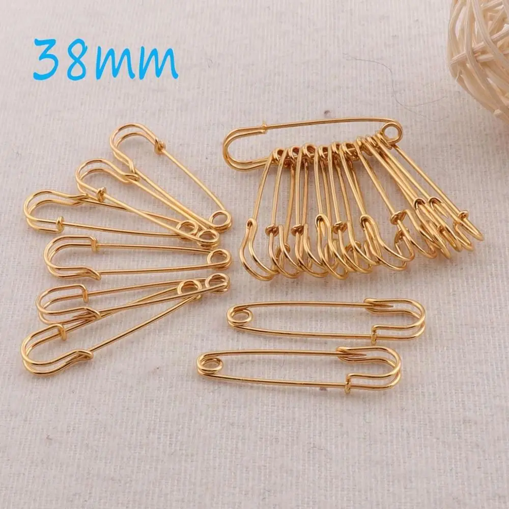 50 PCS Gold Safety Pins 38mm Craft Safety Pin Brooch Stitch Markers Safety Pins Loops Charms Jewelry Tag Fasteners,Safety Pins