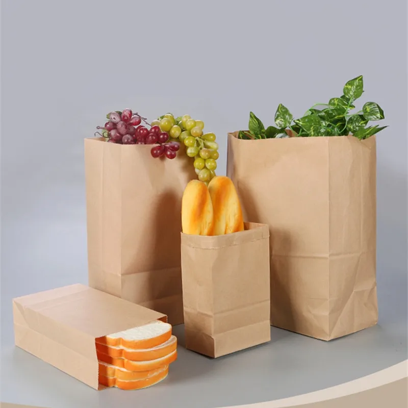 10/20pcs Brown Kraft Paper bag Gift Bags packing Biscuits Food bread Cookie Nuts Snack Baking Package Takeout Eco-friendly Bag66