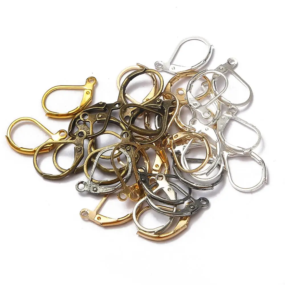 10 stks 10x16mm Goud Zilver Franse Hendel Oorbel Haken Draad Instellingen Base Hoops voor DIY Sieraden Maken groothandel