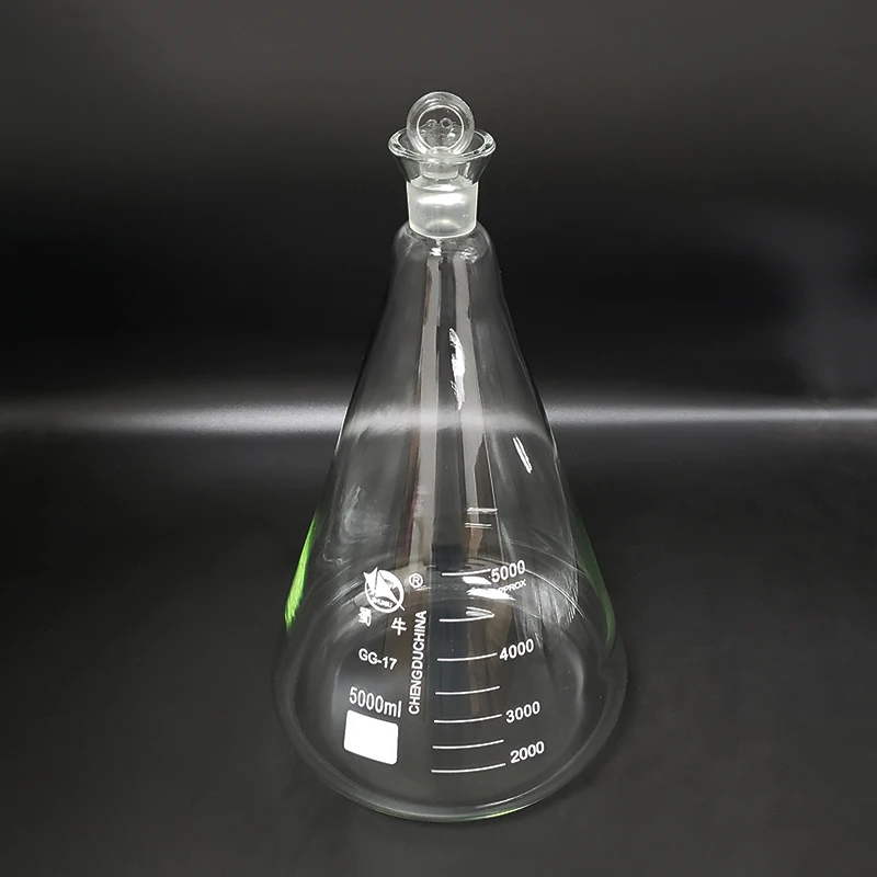 

Lodine flask with ground-in glass stopper 5000ml,Erlenmeyer flask with tick mark,Lodine volumetric flask,Triangular flask