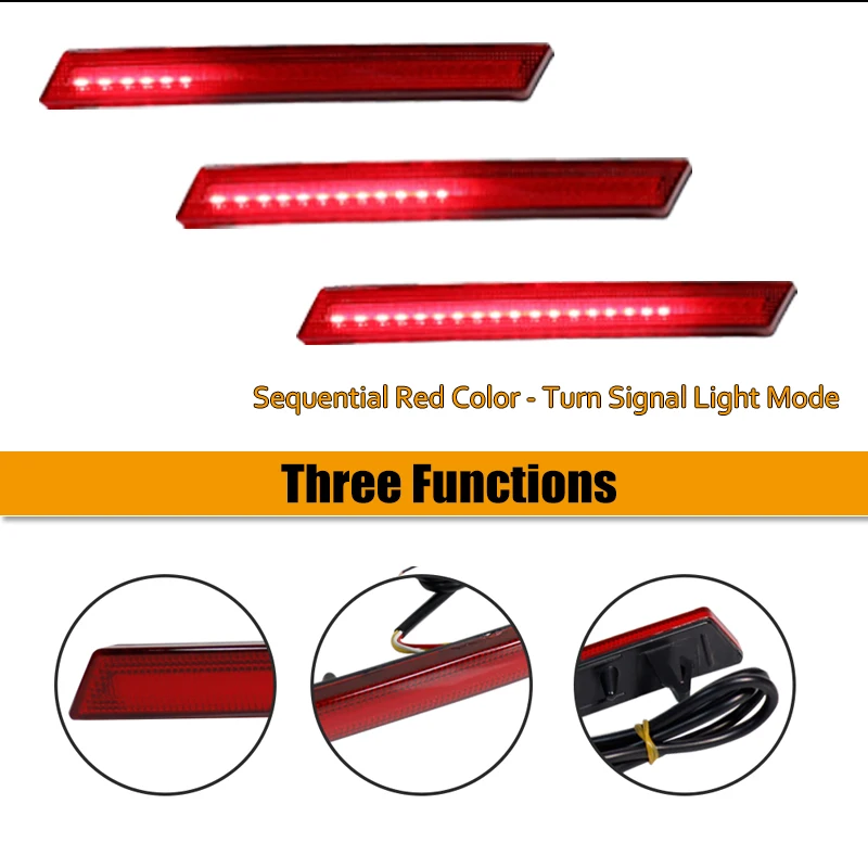 For Cadillac XTS Bumper Reflector Lights,Function as Tail/Brake, Turn Signal Lights & Rear Fog Lamps 2013-2017