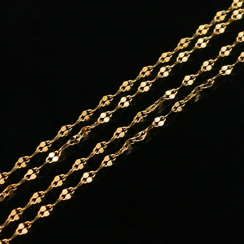 2m Stainless Steel Flat Oval Lip-shape Water-wave Chain for Pendant Necklace DIY Jewelry Making Findings Wholesale Lots Bulk image 2