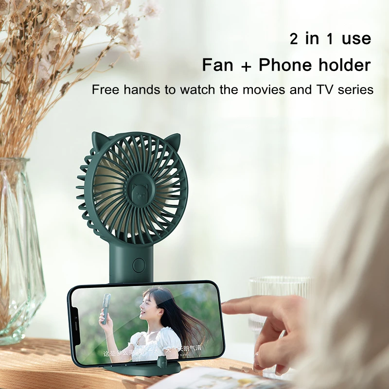 2024 Mini Portable Handheld Fan USB Rechargeable Electric Air Cooling Table Fan 3 Speed Adjusted Small Ventilator