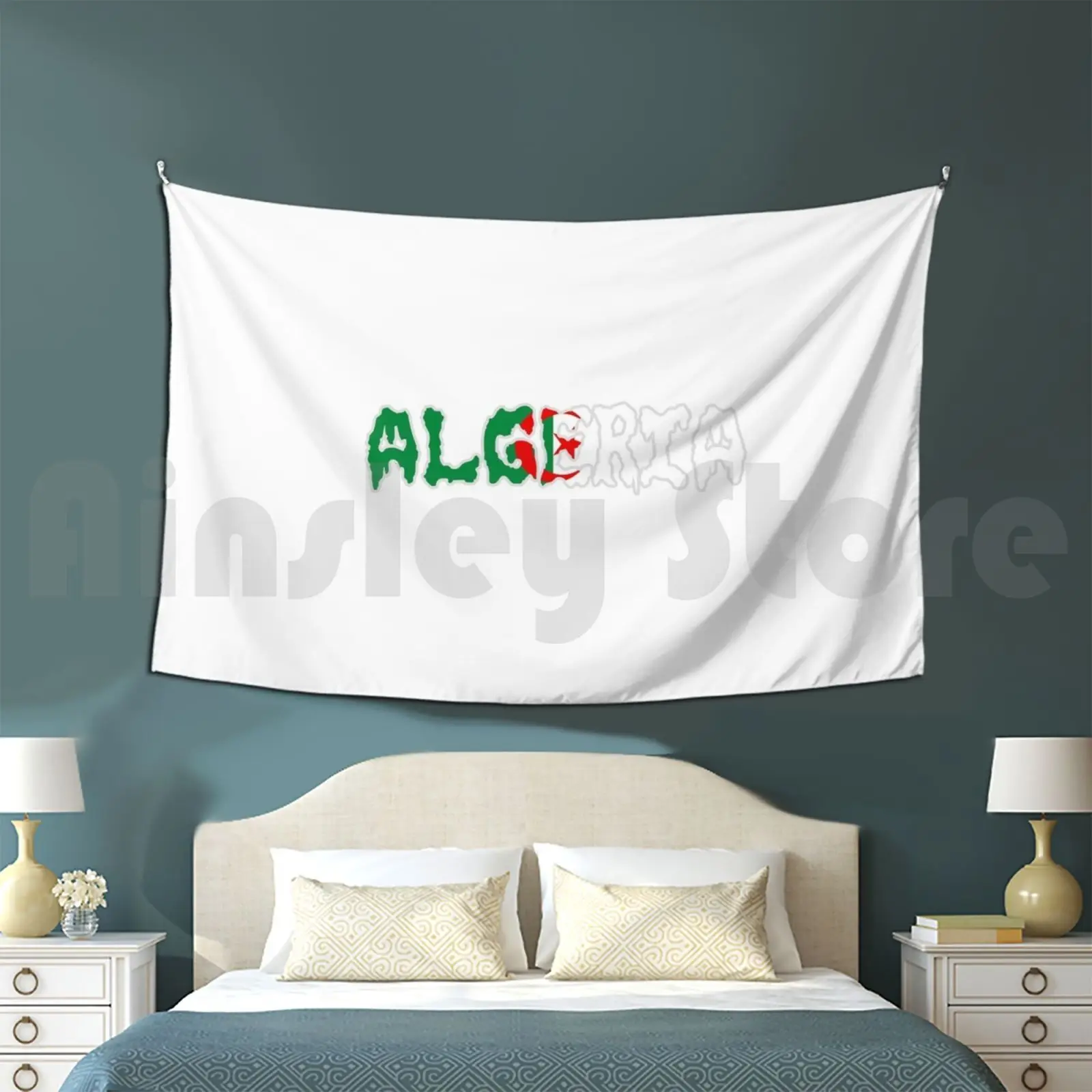Algeria Irregular Name On Its Flag Tapestry Living Room Bedroom Algeria Algeria Algerian Algeria Love Arab Map Arabia