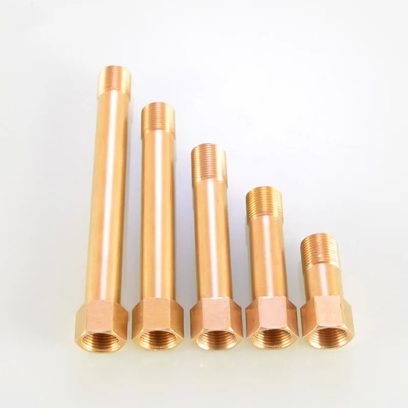 Konektor Konektor Adaptor Puting Panjang Fitting Pipa Kuningan Ulir Laki-laki Ke Perempuan untuk Gas Bahan Bakar Air 1/8 "1/4" 3/8 "BSP
