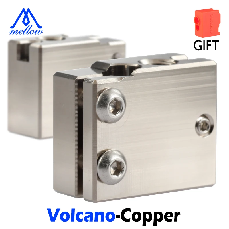 Plated Copper NF-V6 PT100 Volcano Heat Block For E3d Volcano Hotend 3D Printer For BMG Extruder Heated Block