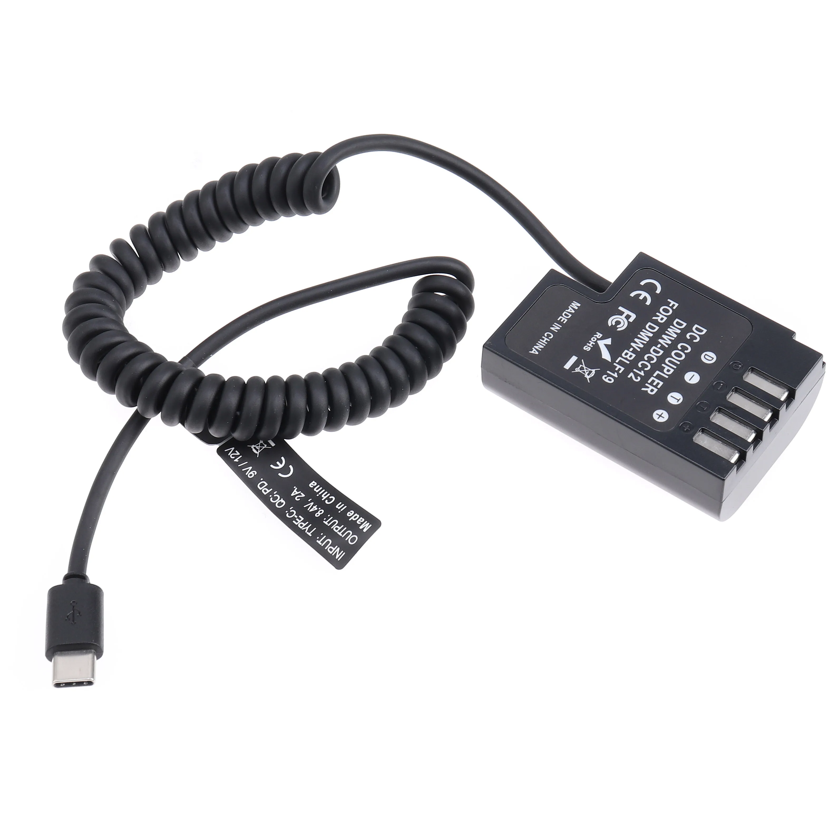 FOTGA فك DMW-BLF19/DCC12 الدمية مهايئ بطارية + نوع C كابل لباناسونيك GH3 GH4 GH5 GH5S