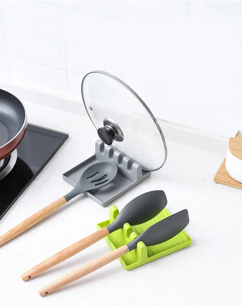 Kitchen Spoon Holders Fork Spatula Rack Shelf Organizer Plastic Spoon Rest Chopsticks Holder Non-slip Spoons Pad Kitchen Utensil