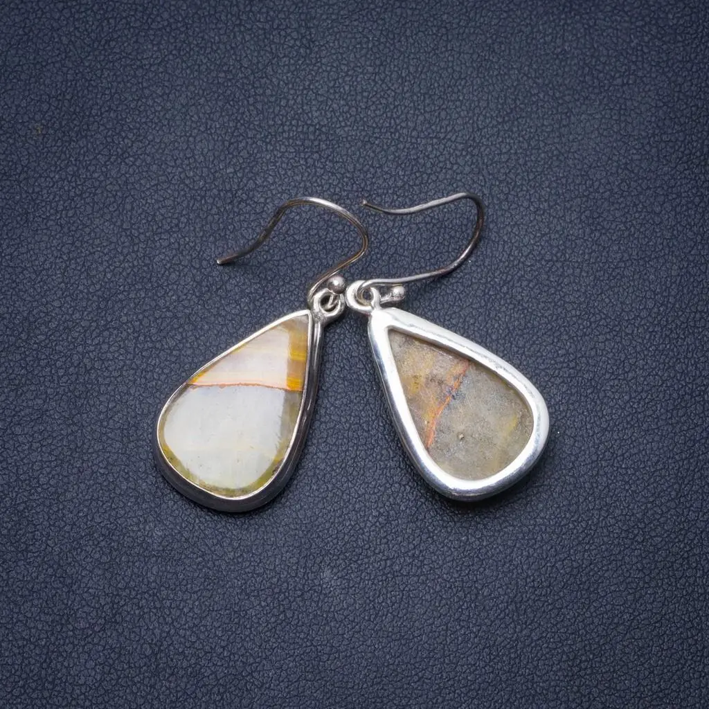 

Natural Botswana Agate Handmade Unique 925 Sterling Silver Earrings 1.5" Y0908