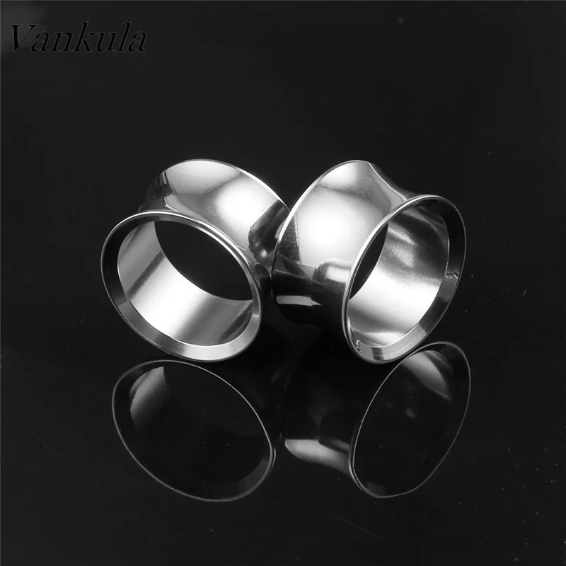 Vankula 2PCS 316L Stainless Steel Ear Plugs tunnels Gauges Plug Ear Expander Fashion Flesh Piercing Body Jewelry For Man Woman
