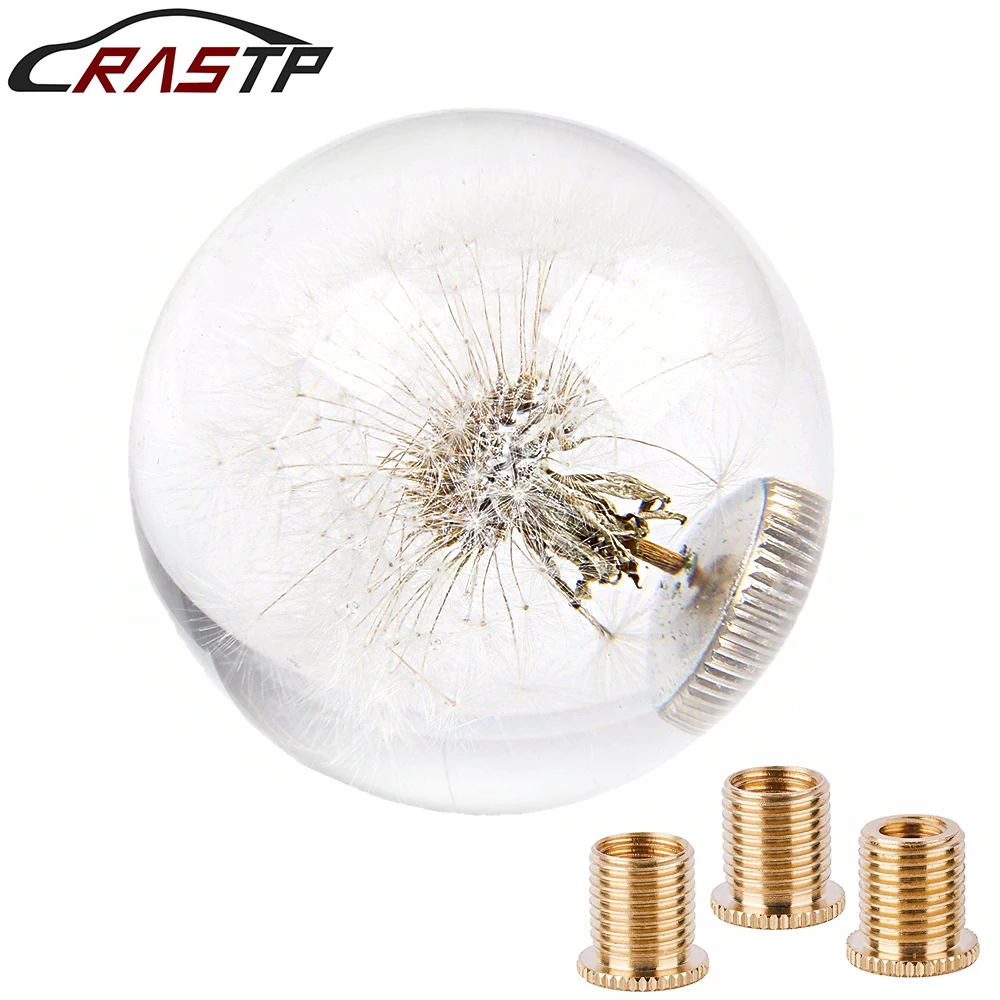 New Racing GM Gear Shift Knob Crystal Acrylic Ball And Dandelion Flower Fit For Manual Automatic Vehicle Shifter With Adapter