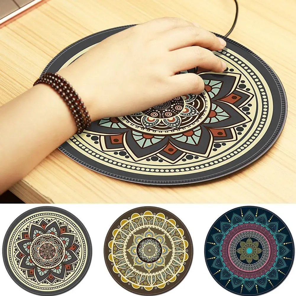 Diskon Besar-besaran!!! Karpet Game 3D Komputer Bundar Bohemia Antik Alas Mouse Anti Slip Mousepad