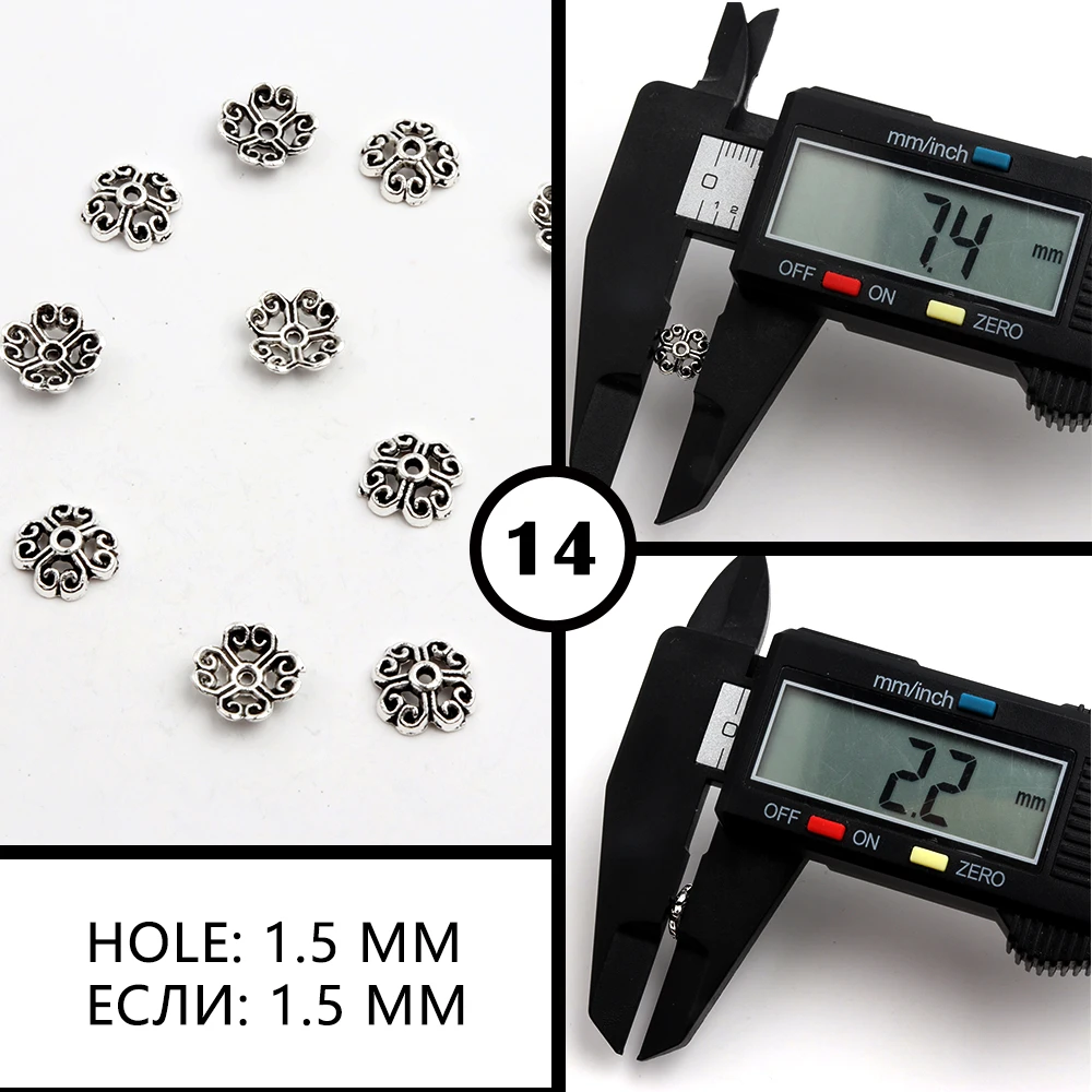 50 stücke Antike Kupfer Splitter Bronze Gold Runde Polygon Hohlen Form Metall Spacer Blume Perlen Kappen Für Schmuck Ketten, Der DIY – Detail 20