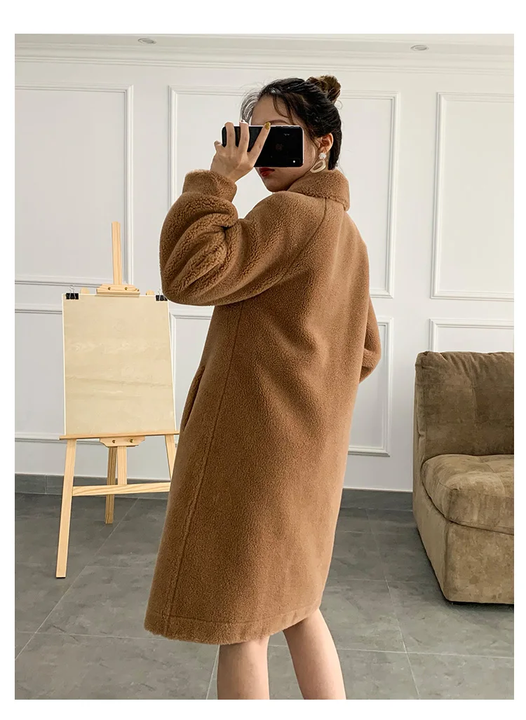 Winter Coat Female Faux Fur Coat Jacket Soft Warm Fluffy Thicken Wool Teddy Coat Solid Long Sleeve Vintage Jackets For Women