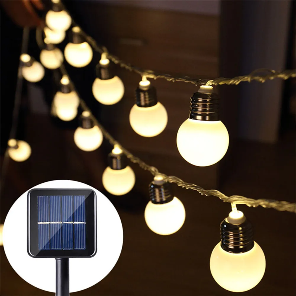 Solar Lamps 5CM Hanging String Fairy Light Globe Ball Holiday Garland Waterproof Decoration for Garden Party